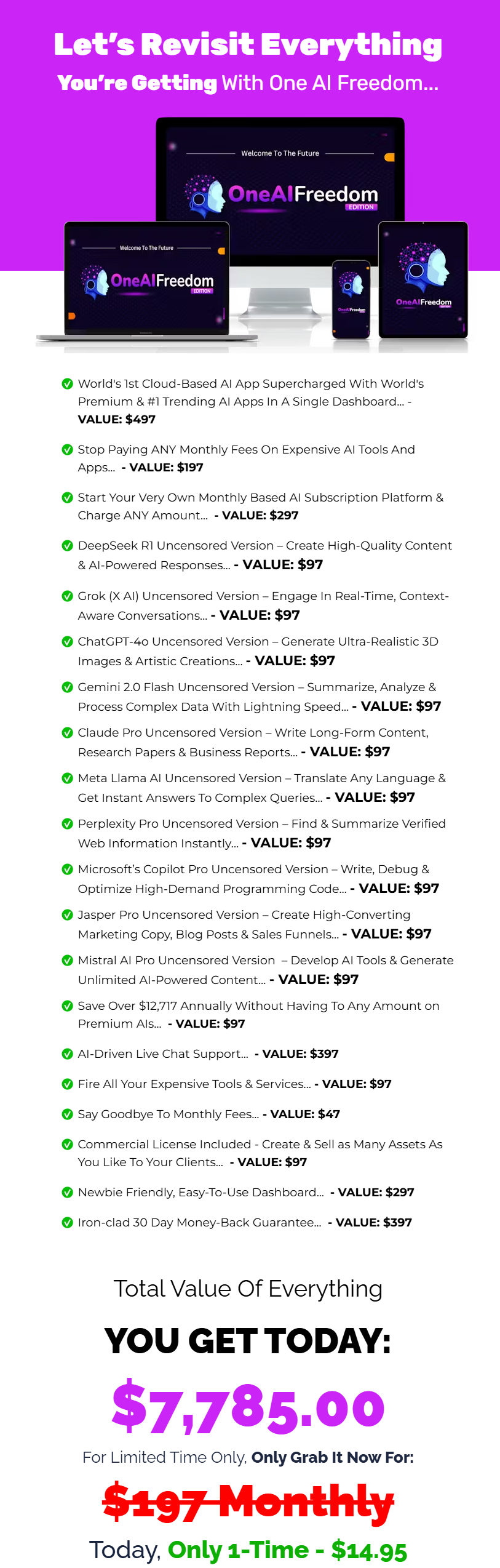 oneaifreedom-pricing